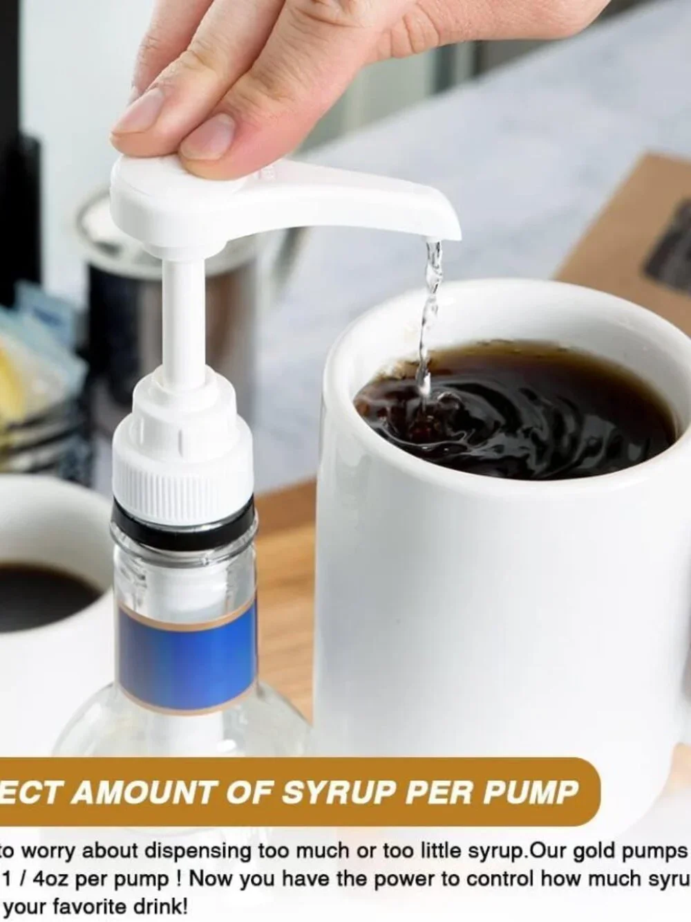 10 Pcs Gold Coffee Syrup Pump, Compatible with 25.4 Oz/750ml Bottles, Syrup Disp